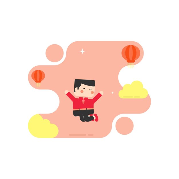 Vector flat illustration of a chinese boy