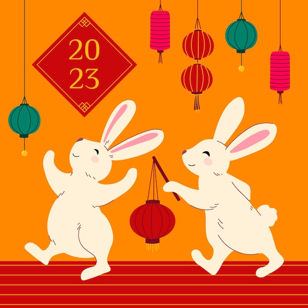 Vector flat illustration for chinese new year celebration