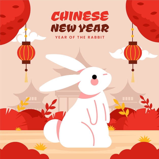 Vector flat illustration for chinese new year celebration