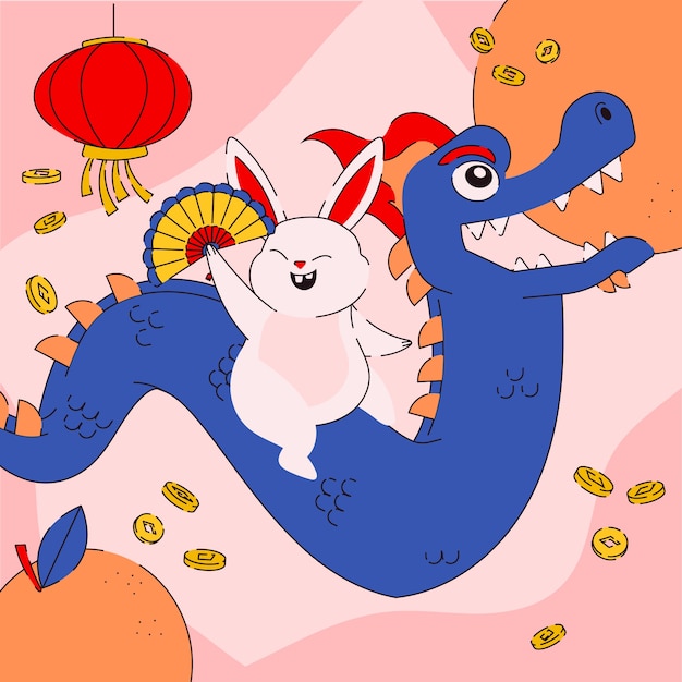 Flat illustration for chinese new year festival