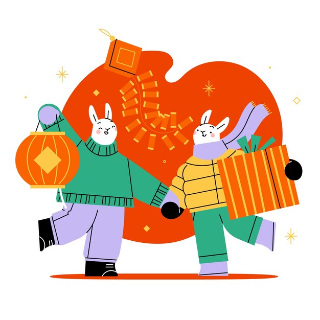 Vector flat illustration for chinese new year festival