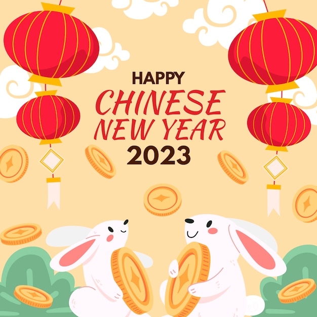 Flat illustration for chinese new year festival