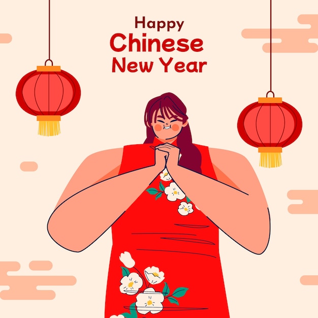 flat illustration for chinese new year festival