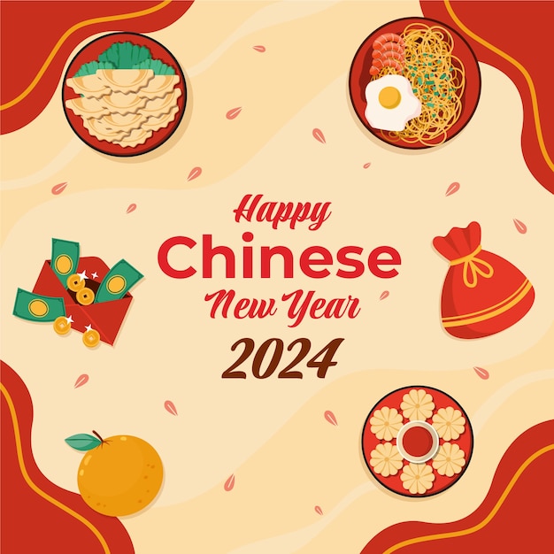 Vector flat illustration for chinese new year festival