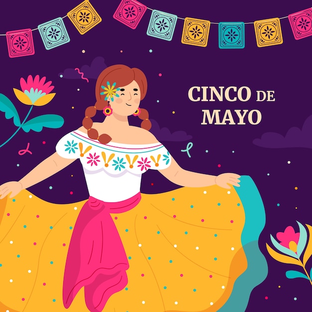 Vettore illustrazione piatta per la celebrazione del cinco de mayo