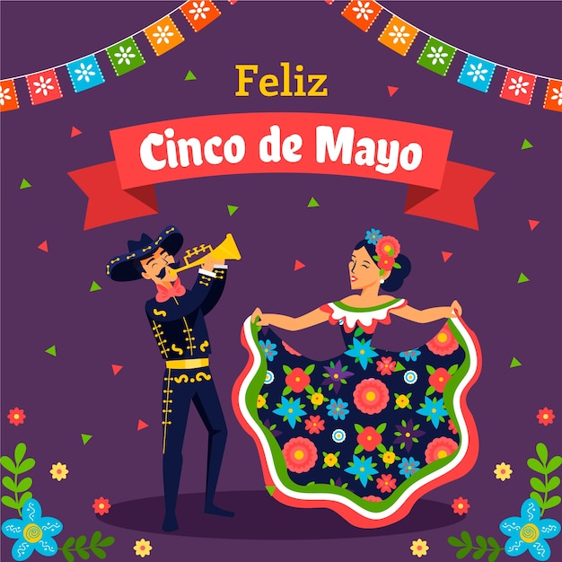 cinco de mayo 축하를 위한 평면 그림