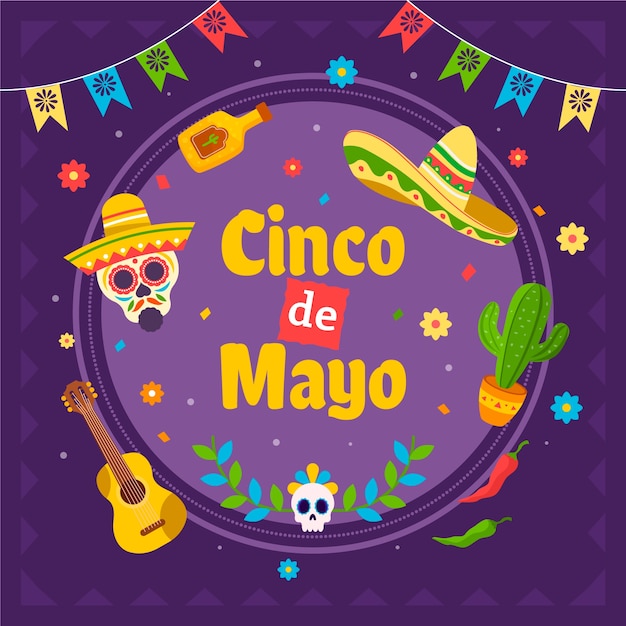 cinco de mayo 축하를 위한 평면 그림