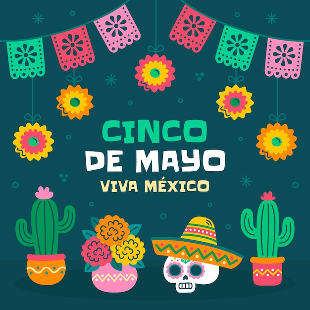 cinco de mayo 축하를 위한 평면 그림