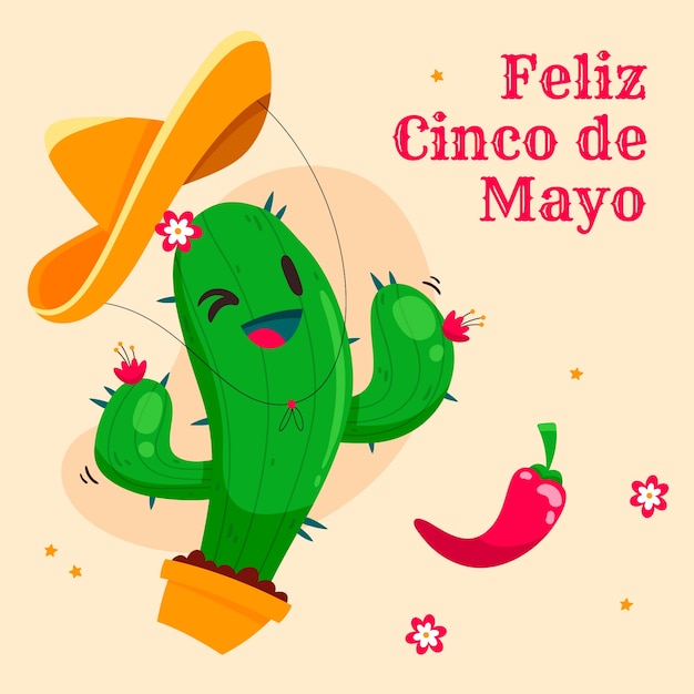 Vettore illustrazione piatta per la celebrazione del cinco de mayo