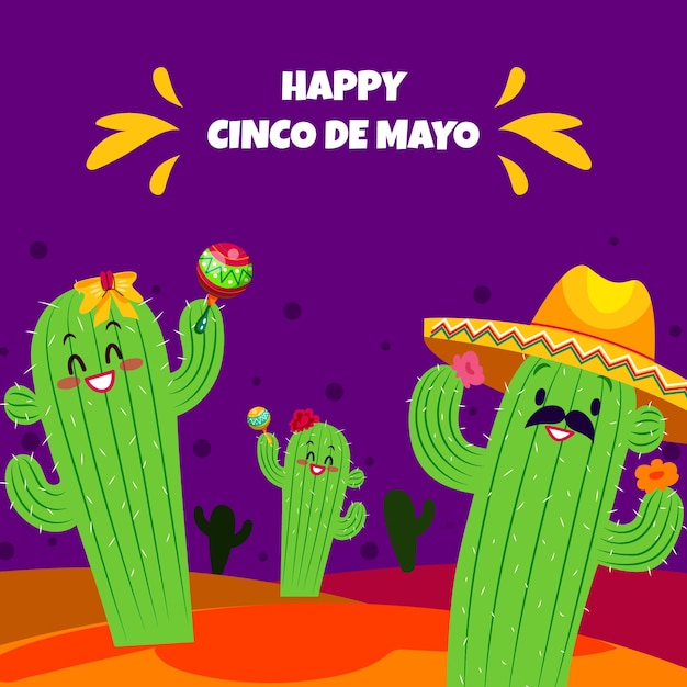 cinco de mayo 축하를 위한 평면 그림