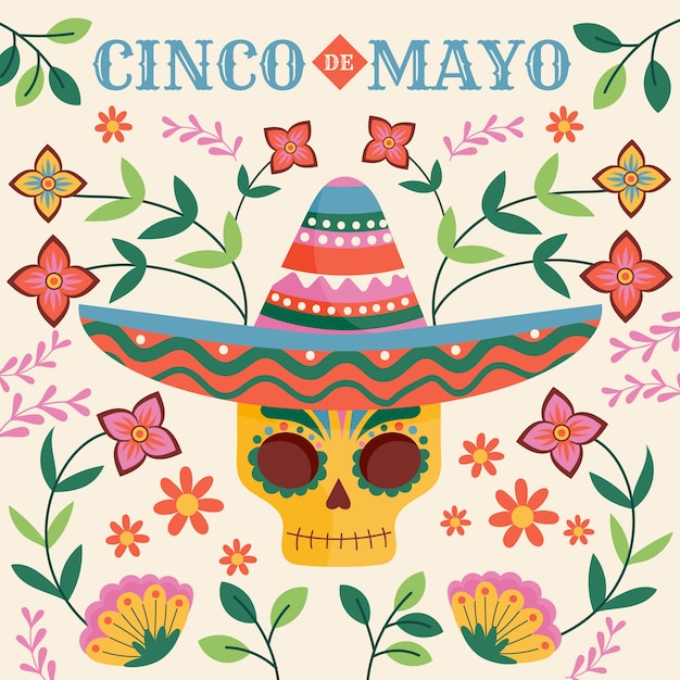 Illustrazione piatta per la celebrazione del cinco de mayo