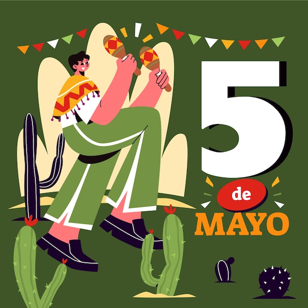 Flat illustration for cinco de mayo celebration