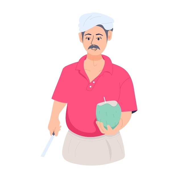 A flat illustration of coconut seller