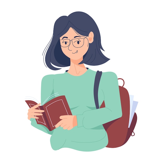 Flat illustration of college student