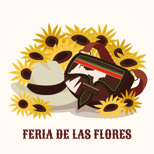 Vettore illustrazione piatta per la celebrazione del festival colombiano feria de las flores