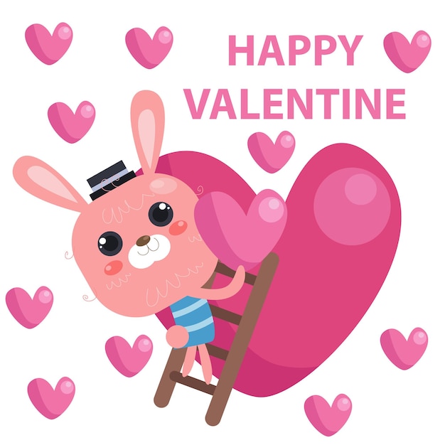 Flat illustration of Cute Animals Valentine suitable for kid design