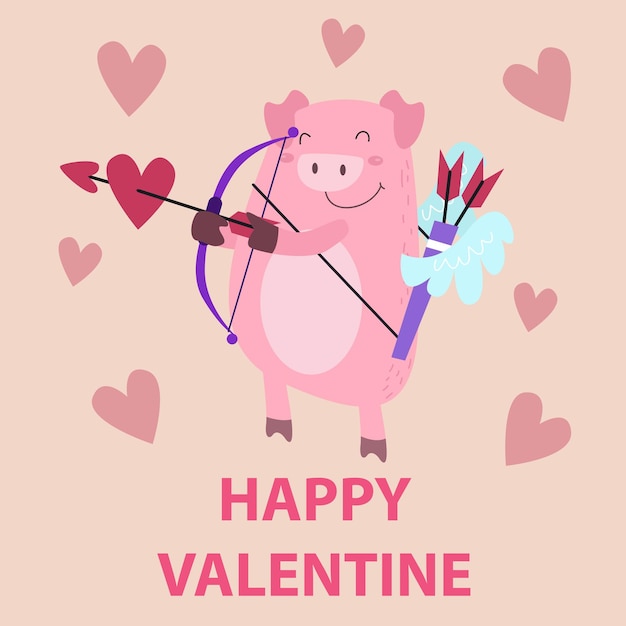 Vector flat illustration of cute animals valentine suitable for kid design