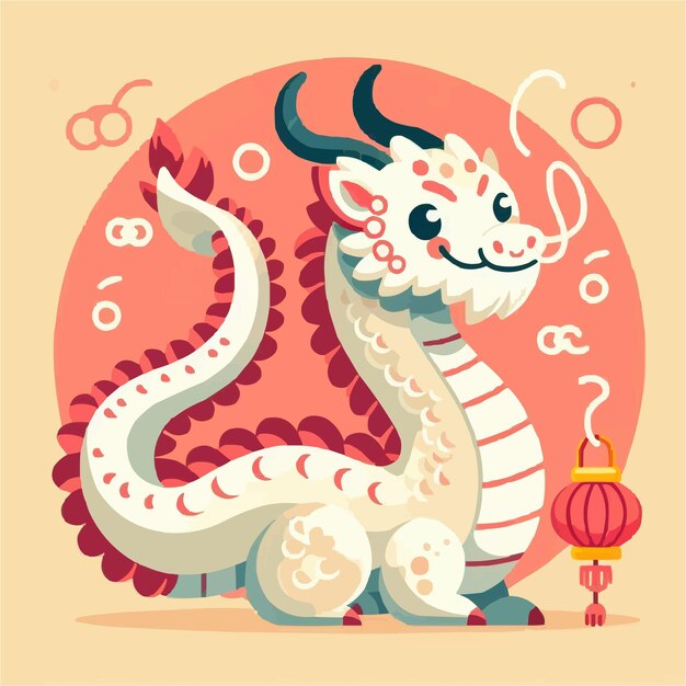 a flat illustration of cute dragon with kawaiii style