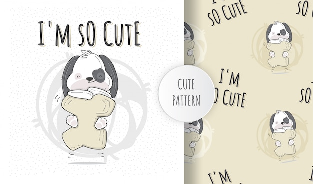 flat illustration cute puppy dog
