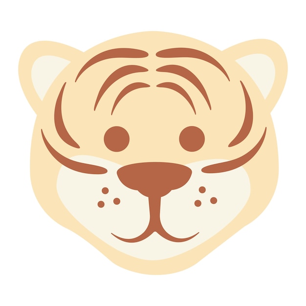 Плоская иллюстрация милой головы тигра