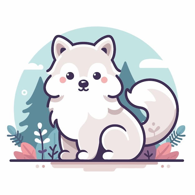 A flat illustration of cute wolf