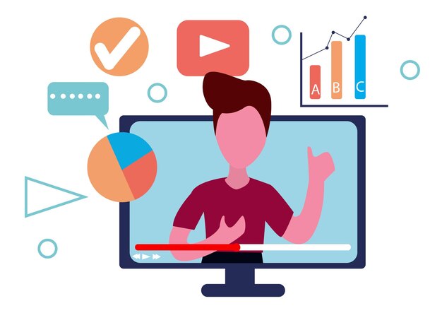 Premium Vector | Flat illustration of data analyst giving online ...