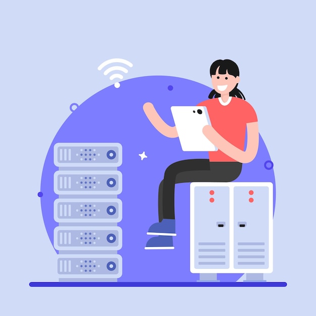 A flat illustration of database service editable style