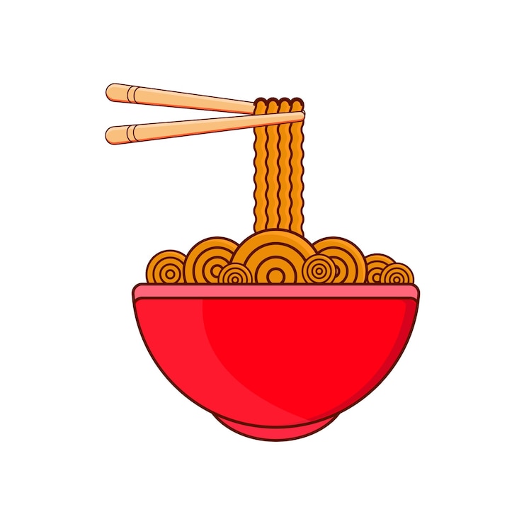 Vector flat illustration of delicious noodles in a bowl design