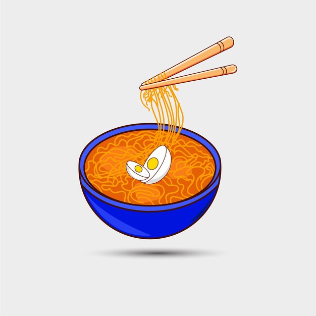 Vector flat illustration of delicious noodles in a bowl design