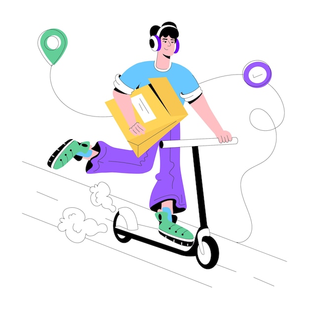 Flat illustration of delivery ride