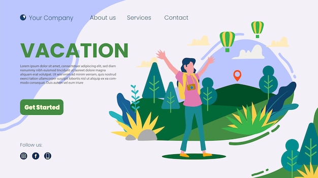 Flat illustration design adventure vacation modern with nature