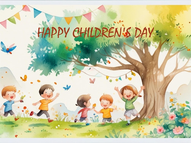 Vector flat illustration design background for happy childrens day