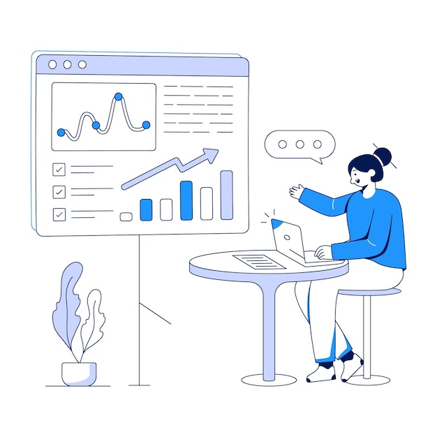 비즈니스 분석의 평면 일러스트 디자인