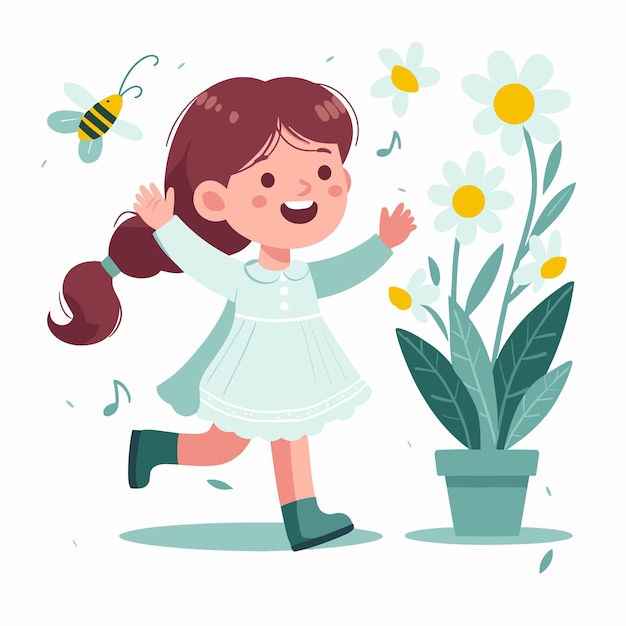 a flat illustration design of daily activity in spring season in the world