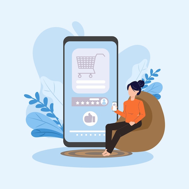 Flat illustration design shopping concept for online shop