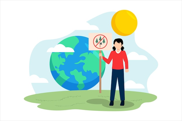 Flat Illustration Design voor de Dag van de Aarde