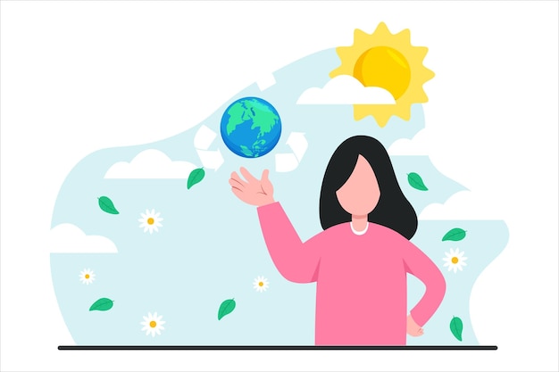 Flat Illustration Design voor de Dag van de Aarde
