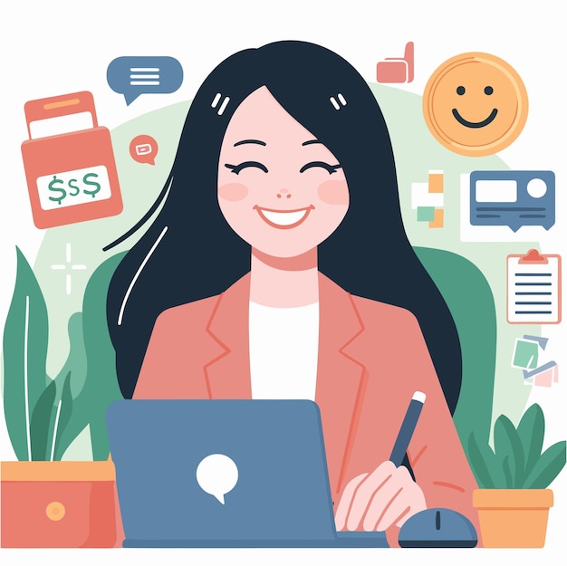 a flat illustration design of woman enjoying her job for celebrating womens day