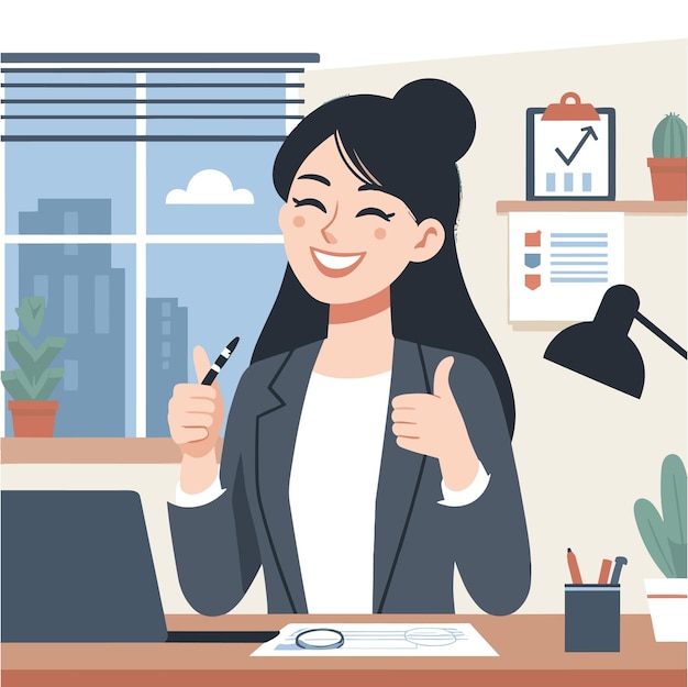 a flat illustration design of woman enjoying her job for celebrating womens day
