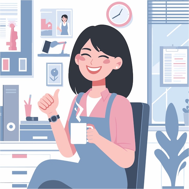 Vector a flat illustration design of woman enjoying her job for celebrating womens day