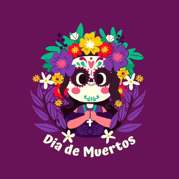 Dia de muertos 축하를 위한 평면 그림