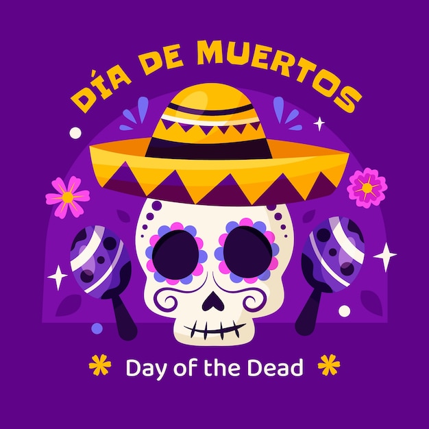 Flat illustration for dia de muertos celebration