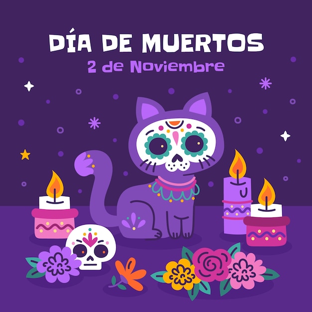 Плоская иллюстрация для празднования dia de muertos