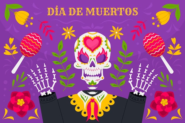 Vector flat illustration for dia de murtos celebration