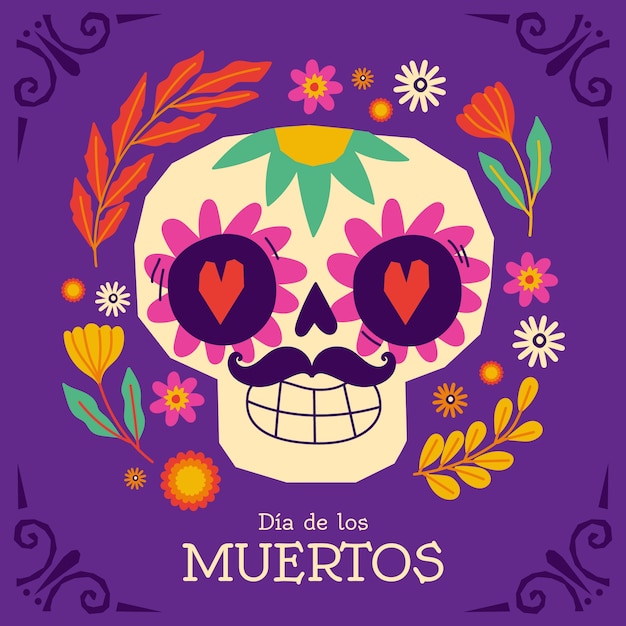 flat illustration for dia de murtos celebration