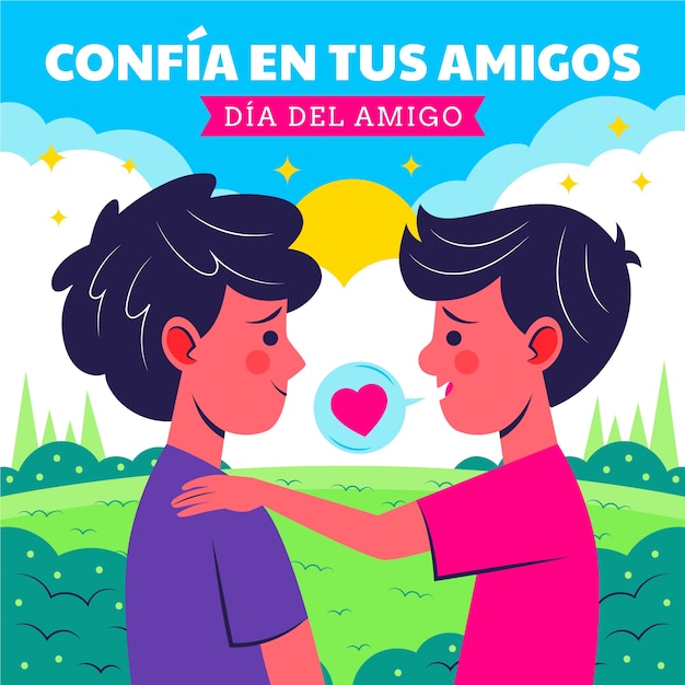 Flat illustration for dia del amigo celebration