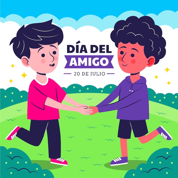 Flat illustration for dia del amigo celebration