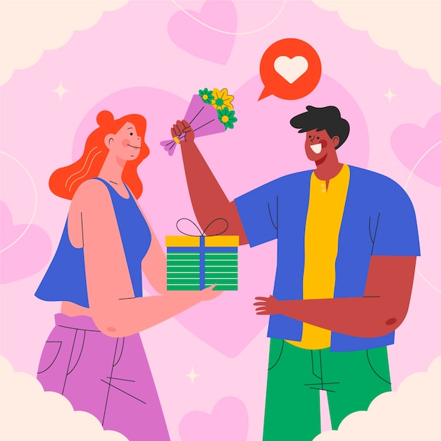 Flat illustration for dia del amor y la amistad celebration