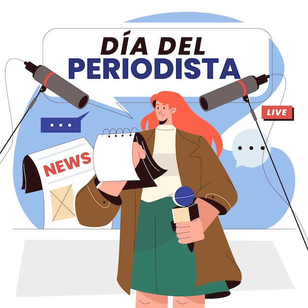 Плоская иллюстрация для празднования dia del periodista