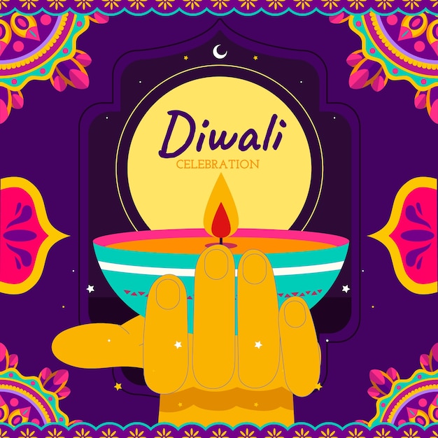 Illustrazione piatta per la celebrazione del diwali